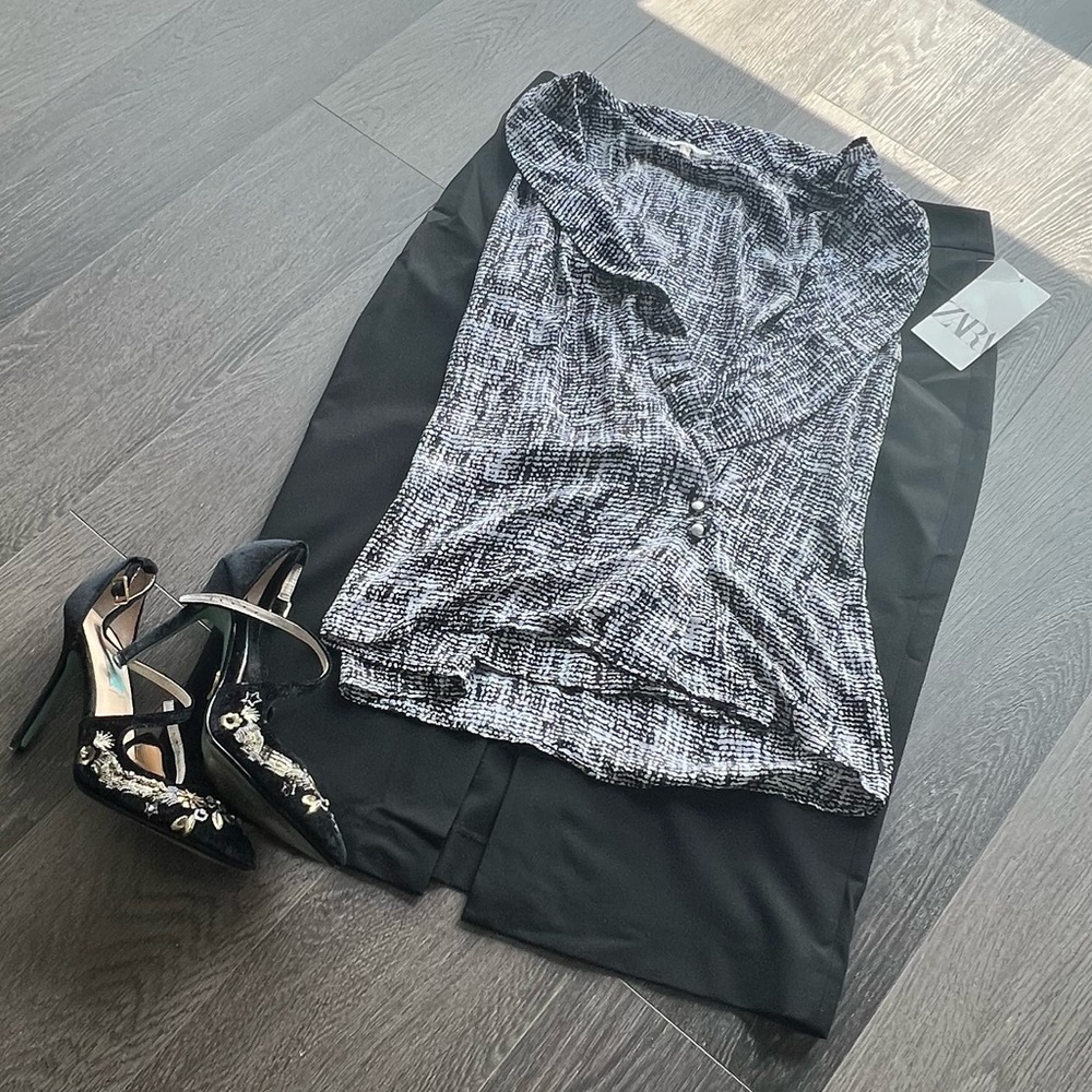 Black and white blouse